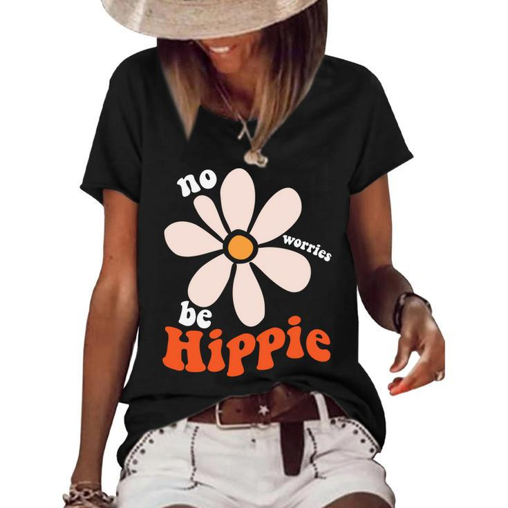 Hippie No Worries Be Hippie Cute Design Women's Short Sleeve Loose T-shirt