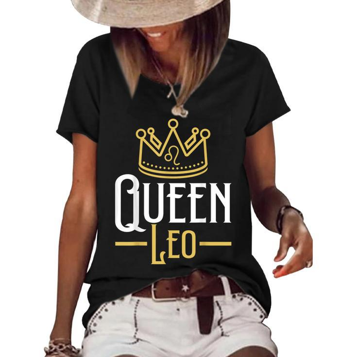 Horoscope Queen Leo Symbol Zodiac Sign Personality Birthday  Women's Short Sleeve Loose T-shirt