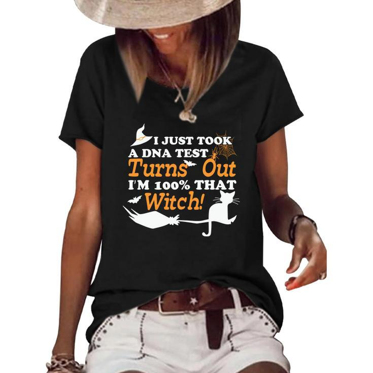 I Just Took A Dna Test Turns Out Im 100% That Witch Cat Halloween  Women's Short Sleeve Loose T-shirt