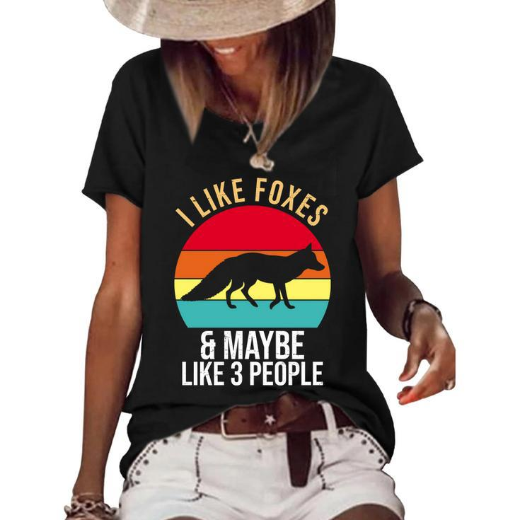 I Like Foxes And Maybe Like 3 People Funny Graphic Design Printed Casual Daily Basic Women's Short Sleeve Loose T-shirt