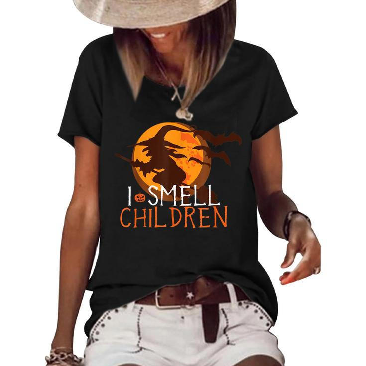 I Smell Children Funny Halloween Witches Costume  Women's Short Sleeve Loose T-shirt