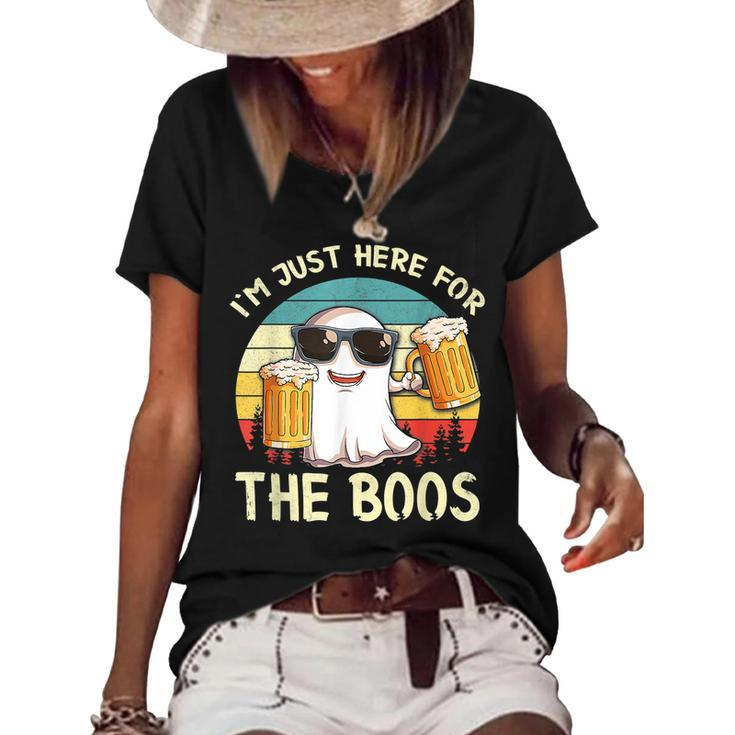 Im Just Here For The Boos Funny Halloween Beer Lovers Drink  Women's Short Sleeve Loose T-shirt