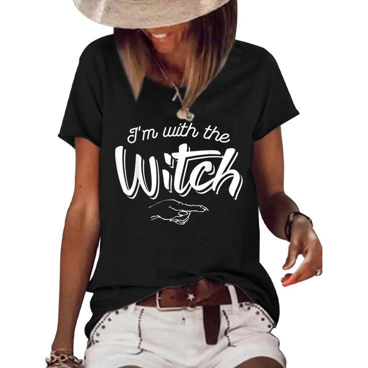 Im With The Witch Arrow Happy Halloween October 31 T  Women's Short Sleeve Loose T-shirt