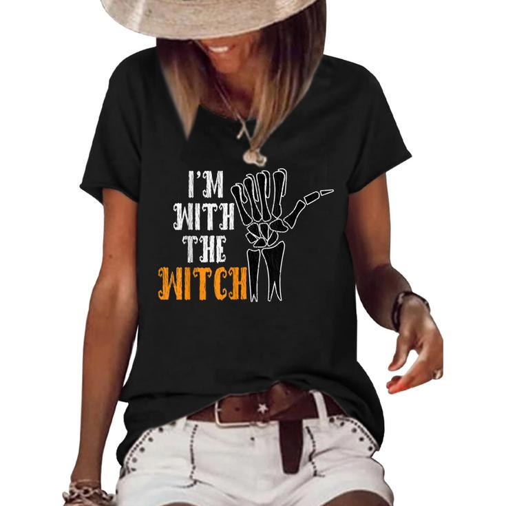 Im With The Witch Funny Couples Husband Halloween Costume  Women's Short Sleeve Loose T-shirt