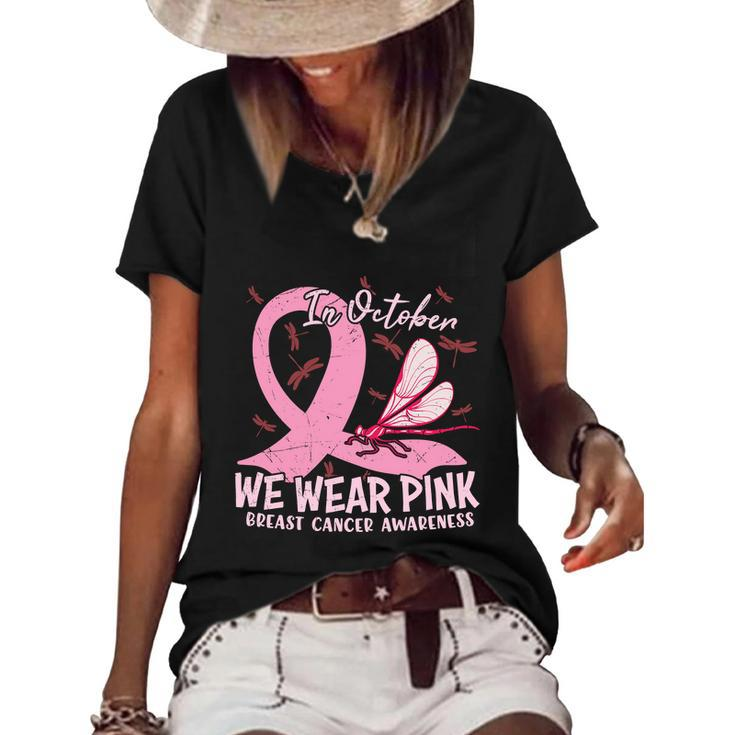 In October We Wear Pink Ribbon Breast Caner Women's Short Sleeve Loose T-shirt