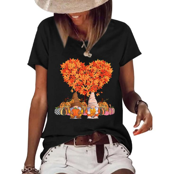 Its Fall Yall Cute Gnomes Pumpkin Autumn Tree Fall Leaves  V2 Women's Short Sleeve Loose T-shirt