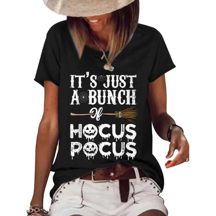It’S Just A Bunch Of Hocus Pocus Funny Halloween Witch  Women's Short Sleeve Loose T-shirt