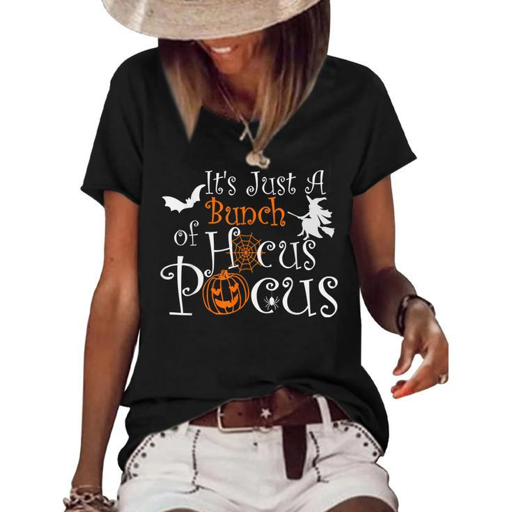 Its Just A Bunch Of Hocus Pocus Halloween Party Funny  Women's Short Sleeve Loose T-shirt