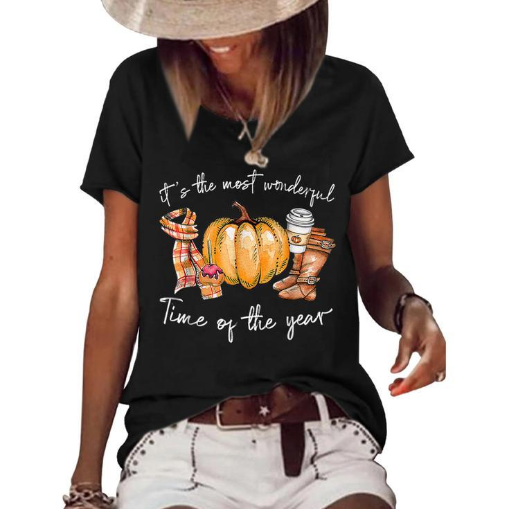 Its The Most Wonderful Time Of The Year Pumpkin Autumn Fall  Women's Short Sleeve Loose T-shirt