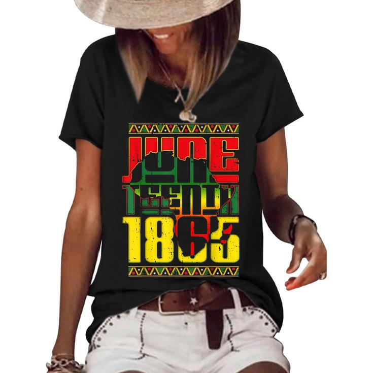 Juneteenth 1865 African American Freedom Black History Women's Short Sleeve Loose T-shirt