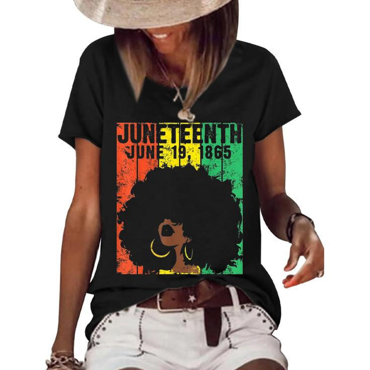 Juneteenth June 19Th 1865 Ancestors African American Freedom Women's Short Sleeve Loose T-shirt