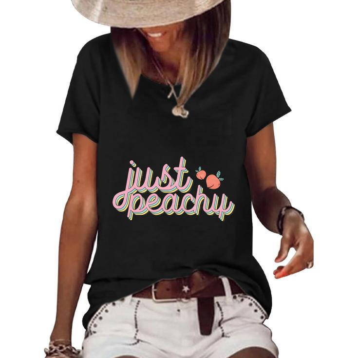 Just Peachy Summer Vibes For Every One Retro Summer Women's Short Sleeve Loose T-shirt
