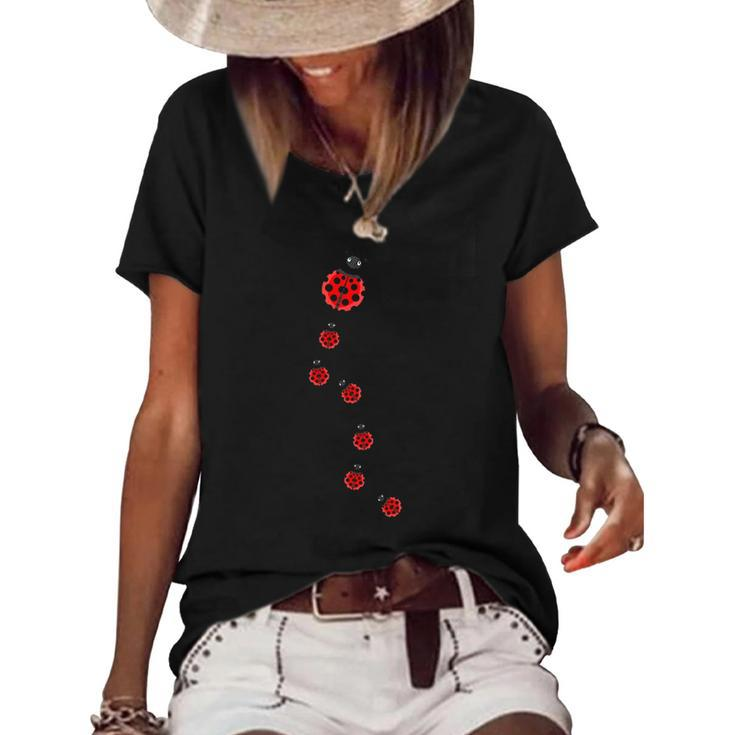 Ladybeetles Ladybugs Nature Lover Insect Fans Entomophiles Women's Short Sleeve Loose T-shirt