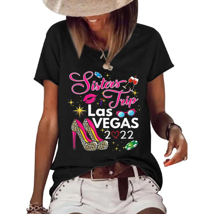 Las Vegas Sisters Trip 2022 Funny Sisters Trip High Heels  V2 Women's Short Sleeve Loose T-shirt