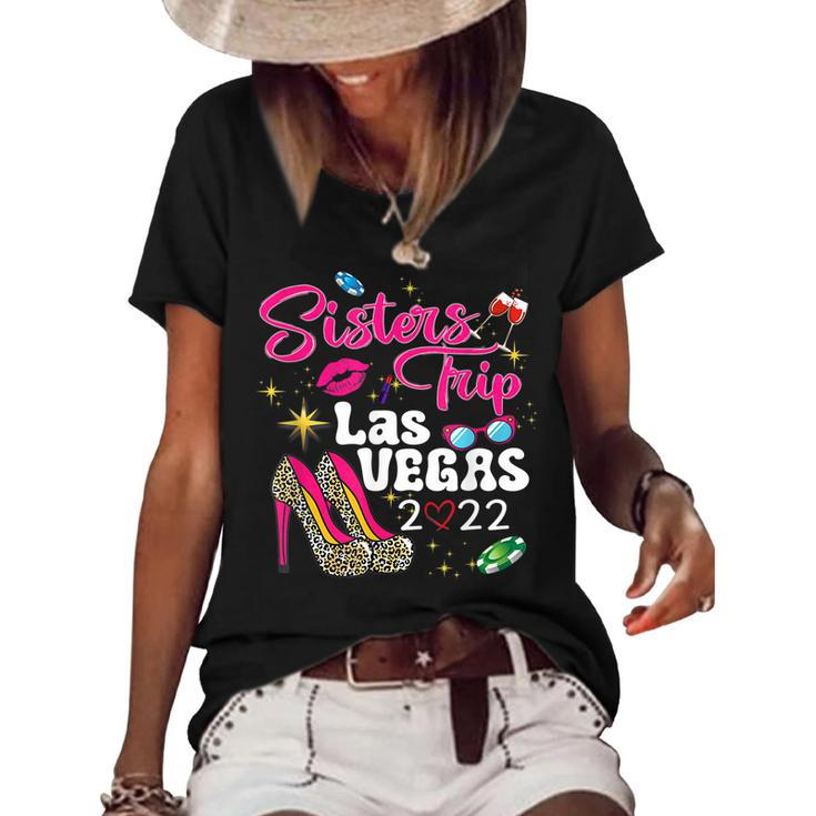 Las Vegas Sisters Trip 2022 Funny Sisters Trip High Heels  Women's Short Sleeve Loose T-shirt