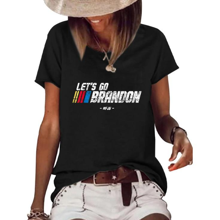 Lets Go Brandon Race Car Grunge Distressed Funny Gift Idea Women's Short Sleeve Loose T-shirt