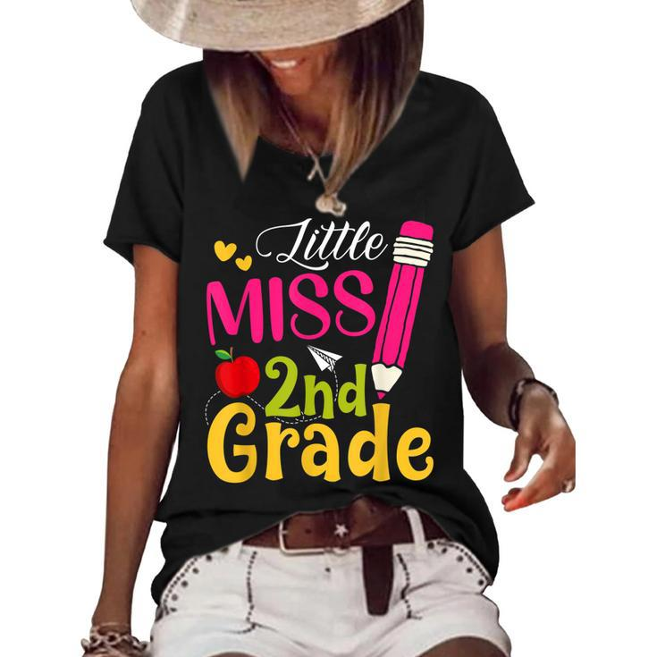 Little Miss 2Nd Grade Cute Back To School Hello Second Grade  Women's Short Sleeve Loose T-shirt