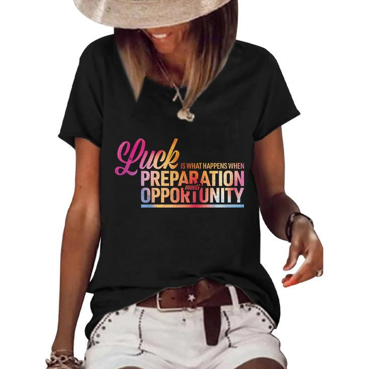 Luck Definition Preparation Meets Opportunity Graphic Design Printed Casual Daily Basic Women's Short Sleeve Loose T-shirt