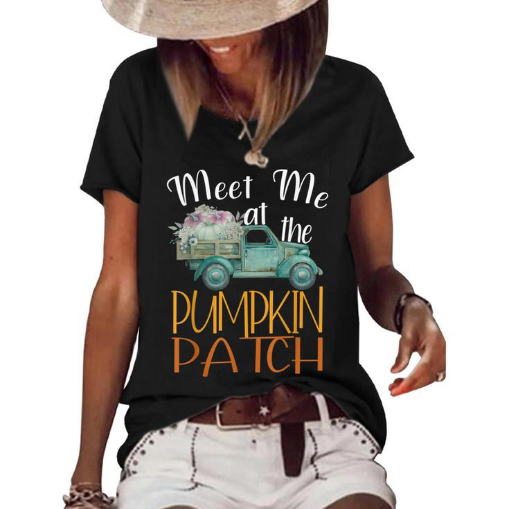 Meet Me At The Pumpkin Patch Autumn Season Pumpkin Lover  Women's Short Sleeve Loose T-shirt