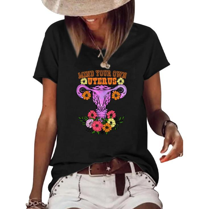 Mind Your Own Uterus Floral My Choice Pro Choice Women's Short Sleeve Loose T-shirt