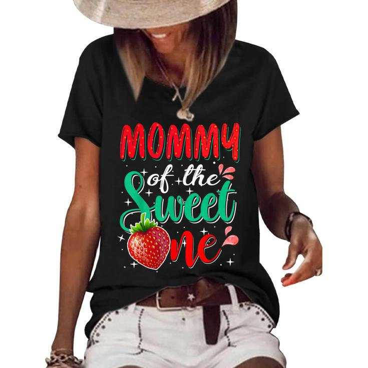 Mommy Of The Sweet One Birthday Party Theme Matching Family  Women's Short Sleeve Loose T-shirt