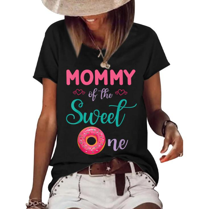 Mommy Of The Sweet One Donut Cake Happy To Me You Mother  Women's Short Sleeve Loose T-shirt
