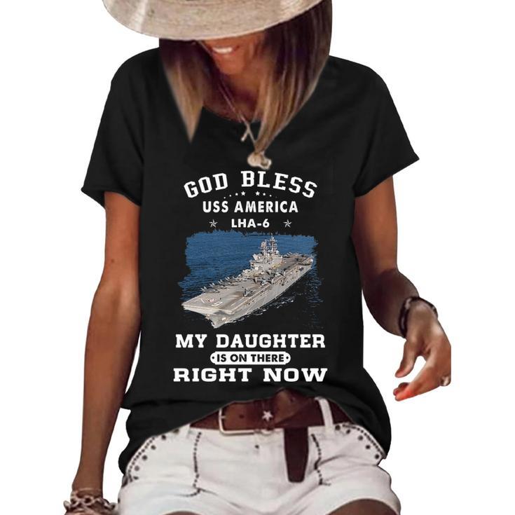 My Daughter Is On Uss America Lha Women's Short Sleeve Loose T-shirt