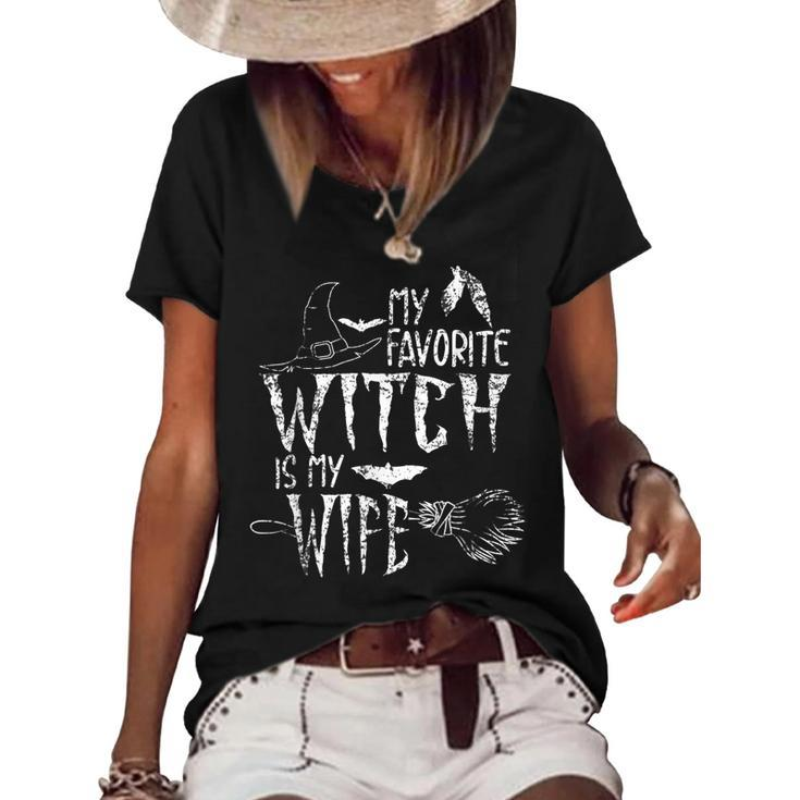 My Favorite Witch Is My Wife Halloween Witch  Women's Short Sleeve Loose T-shirt
