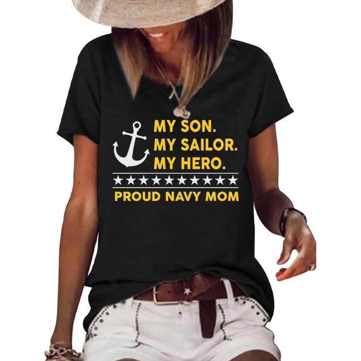 My Son My Sailor My Hero Proud Navy Mom Women's Short Sleeve Loose T-shirt