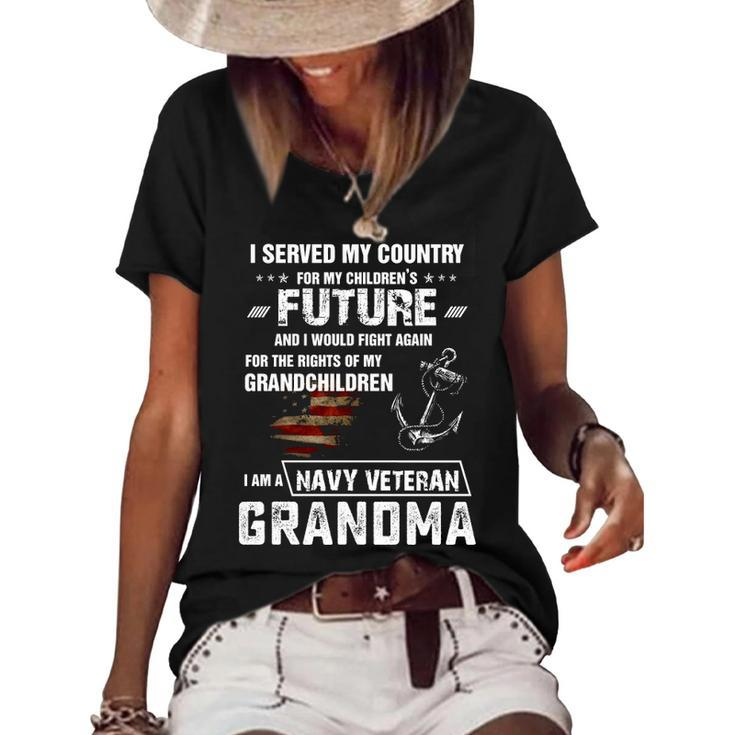 Navy Veteran Grandma Women's Short Sleeve Loose T-shirt