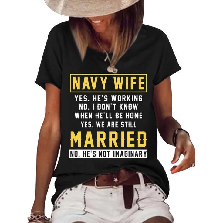 Navy Wife - Wife Of A Navy Veteran Women's Short Sleeve Loose T-shirt