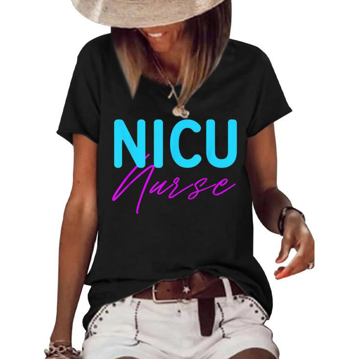 Newborn Intensive Care Unit Nurse Nicu Nurse  Women's Short Sleeve Loose T-shirt