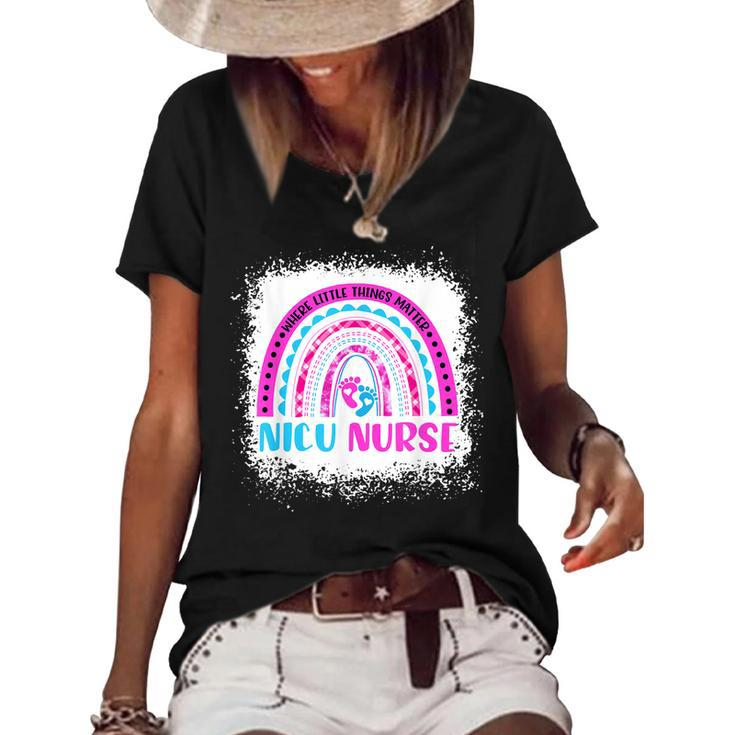 Nicu Nurse Neonatal Nurse Labor And Delivery Leopard Rainbow  V2 Women's Short Sleeve Loose T-shirt