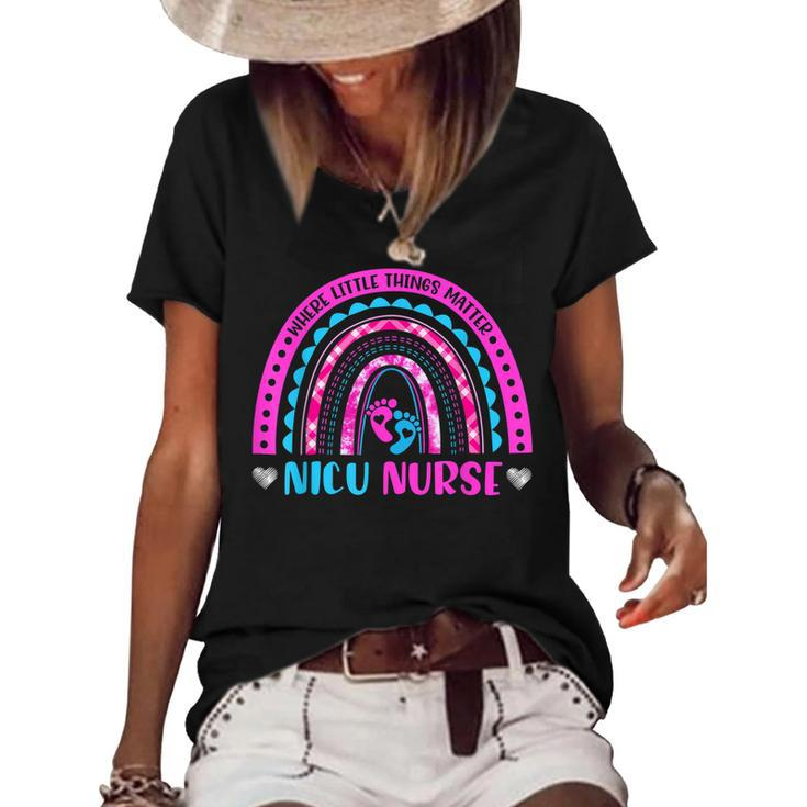 Nicu Nurse Neonatal Nurse Labor And Delivery Leopard Rainbow  V3 Women's Short Sleeve Loose T-shirt