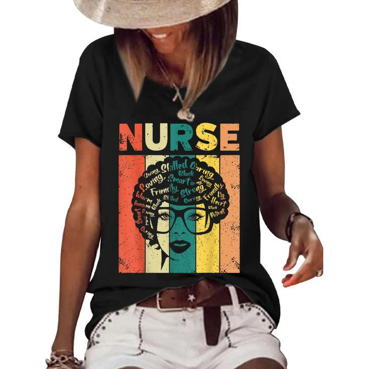 Nurse Melanin Afro Queen Girl Magic Black History Vintage  V3 Women's Short Sleeve Loose T-shirt