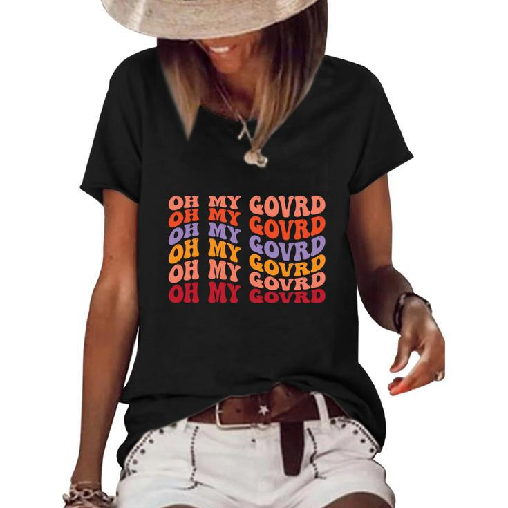 Oh My Govrd Vintage Groovy Fall Women's Short Sleeve Loose T-shirt