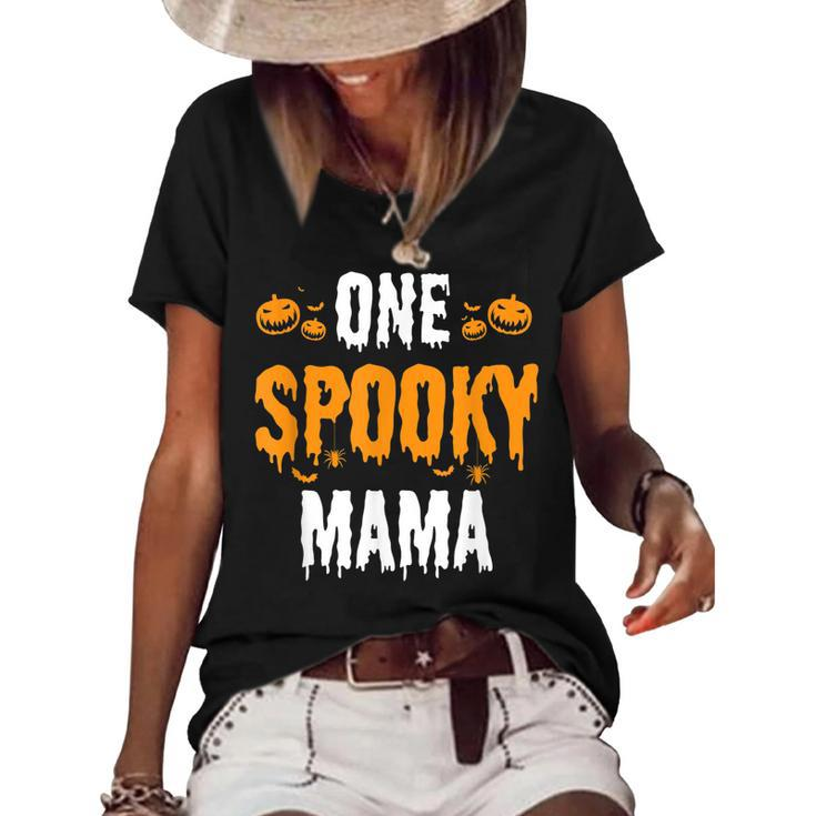 One Spooky Mama Mother Matching Family Halloween  Women's Short Sleeve Loose T-shirt