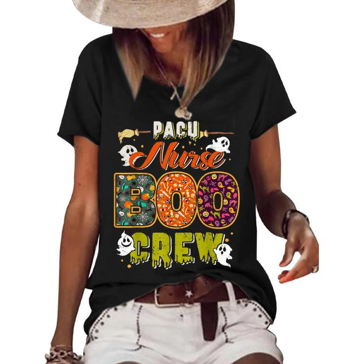 Pacu Nurse Boo Crew Rn Squad Halloween Matching  Women's Short Sleeve Loose T-shirt