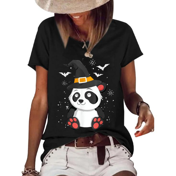 Panda Witch Halloween Bear China Animal Outfit Costume Kids  Women's Short Sleeve Loose T-shirt