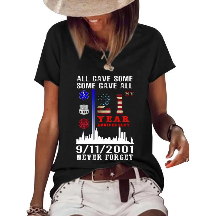 Patriot Day 911 We Will Never Forget Tshirtall Gave Some Some Gave All Patriot V2 Women's Short Sleeve Loose T-shirt