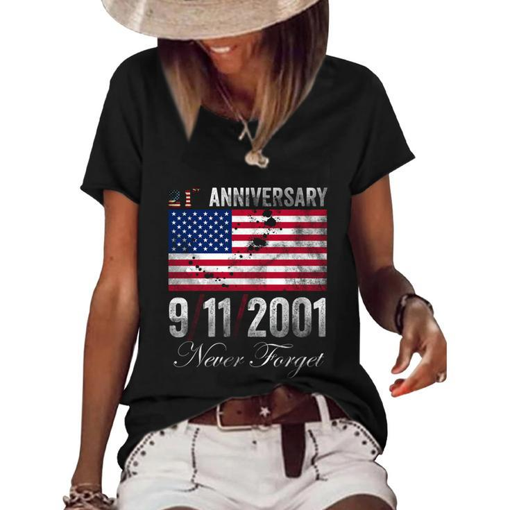 Patriot Day 911 We Will Never Forget Tshirtnever September 11Th Anniversary V3 Women's Short Sleeve Loose T-shirt