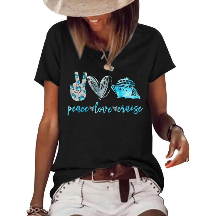 Peace Love Cruise Hippie Cruising Women's Short Sleeve Loose T-shirt