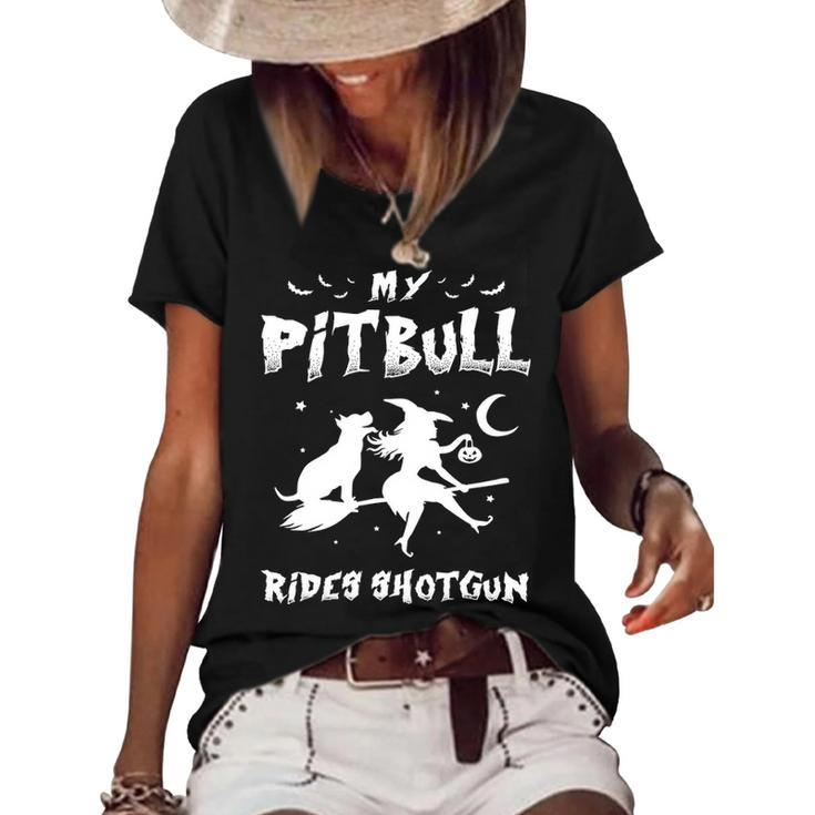Pitbull Dog    My Pitbull Rides Shotgun Women's Short Sleeve Loose T-shirt