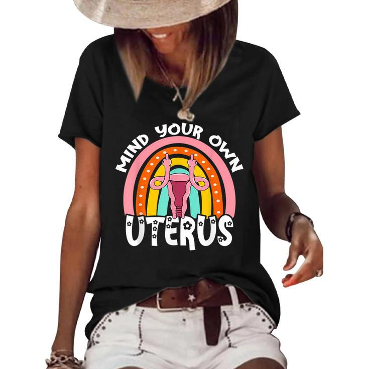 Pro Choice Feminist Reproductive Right Mind Your Own Uterus  Women's Short Sleeve Loose T-shirt