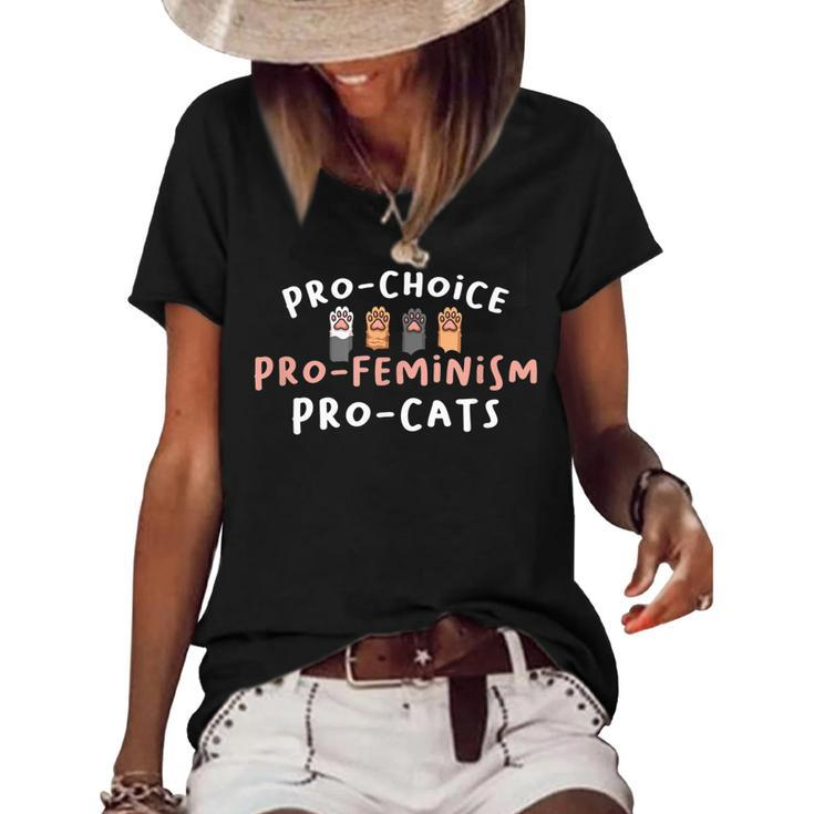 Pro Choice Pro Feminism Pro Cat For A Feminist Feminism  Women's Short Sleeve Loose T-shirt