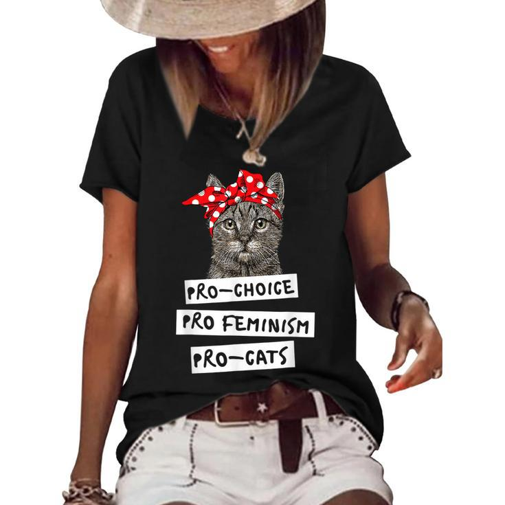 Pro Choice Pro Feminism Pro Cats T  Gift For Women Men  Women's Short Sleeve Loose T-shirt