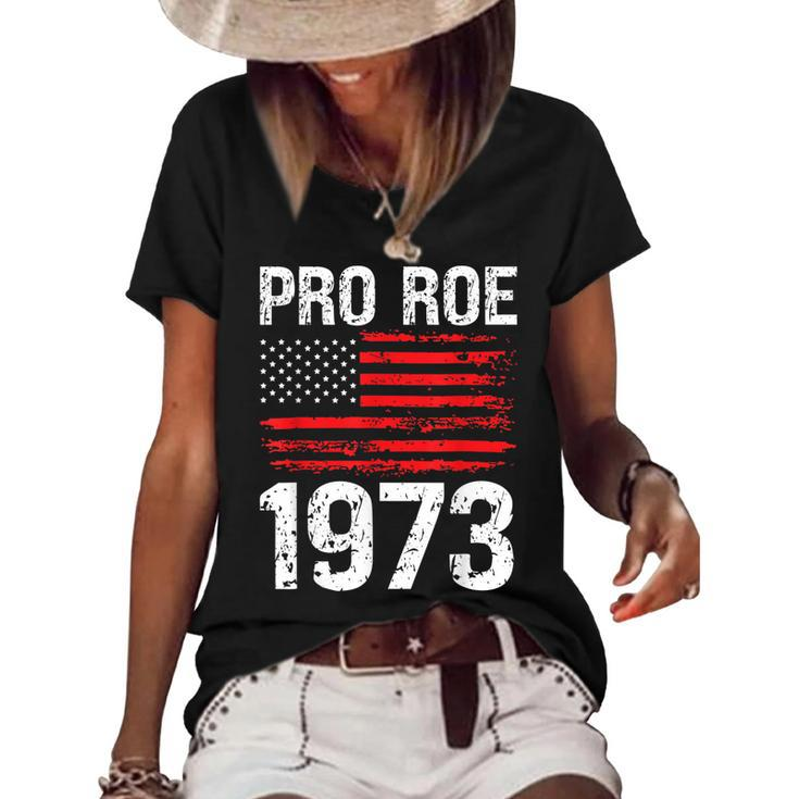 Pro Roe 1973 Reproductive Rights America Usa Flag Distressed  Women's Short Sleeve Loose T-shirt