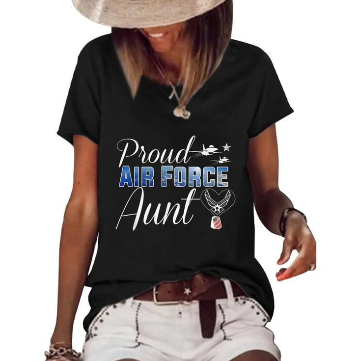 Proud Air Force Aunt Heart Us Air Force Military Women's Short Sleeve Loose T-shirt