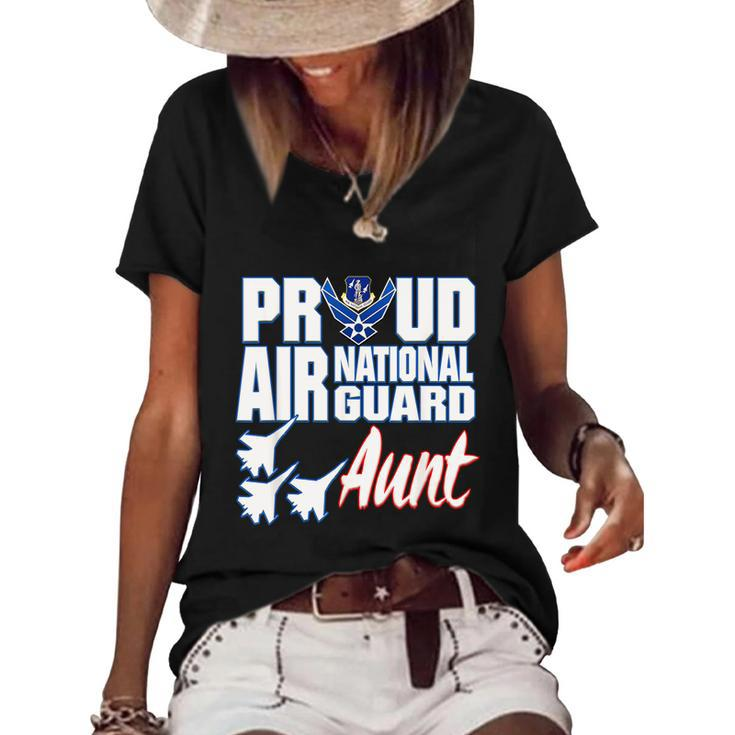 Proud Air National Guard Aunt Usa Military Women Women's Short Sleeve Loose T-shirt