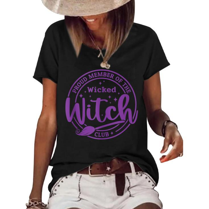 Proud Member Of The Wicked Witch Club Spooky Witch Halloween  Women's Short Sleeve Loose T-shirt